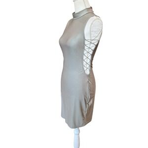 Missguided Silver Grey Lace Up Side Mini Dress High Neck Sleeveless Size 6 NEW
